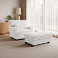 thumbnail image 7 of UIXE Oversized Chaise Lounge Chair Indoor with Ottoman, Solid Wood Frame Sofa Couch Chair for Living Room, Bedroom, Office, Beige, 7 of 7