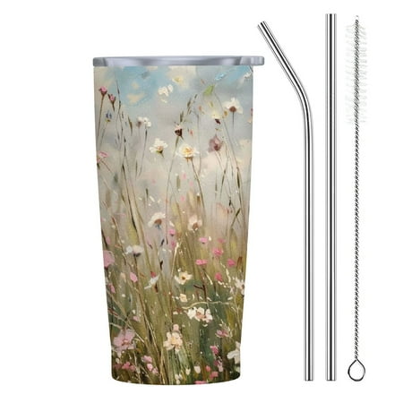 

Autua Flowers Sky Impressionism 20oz Car Tumbler with Straw 304 Stainless Steel Push-Pull Cup Lid PS Cover 20oz