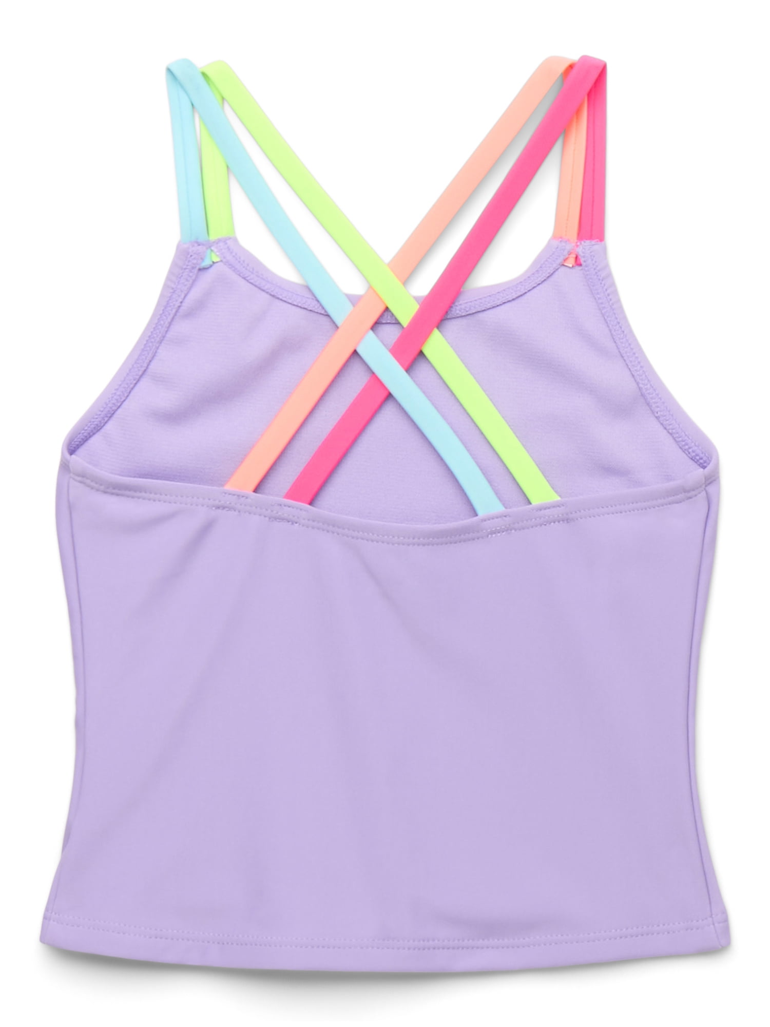 Wonder Nation Girls Everyday Double Strap Tankini Swimsuit Set with UPF 50+, 2-Piece, Size 4-18 & Plus