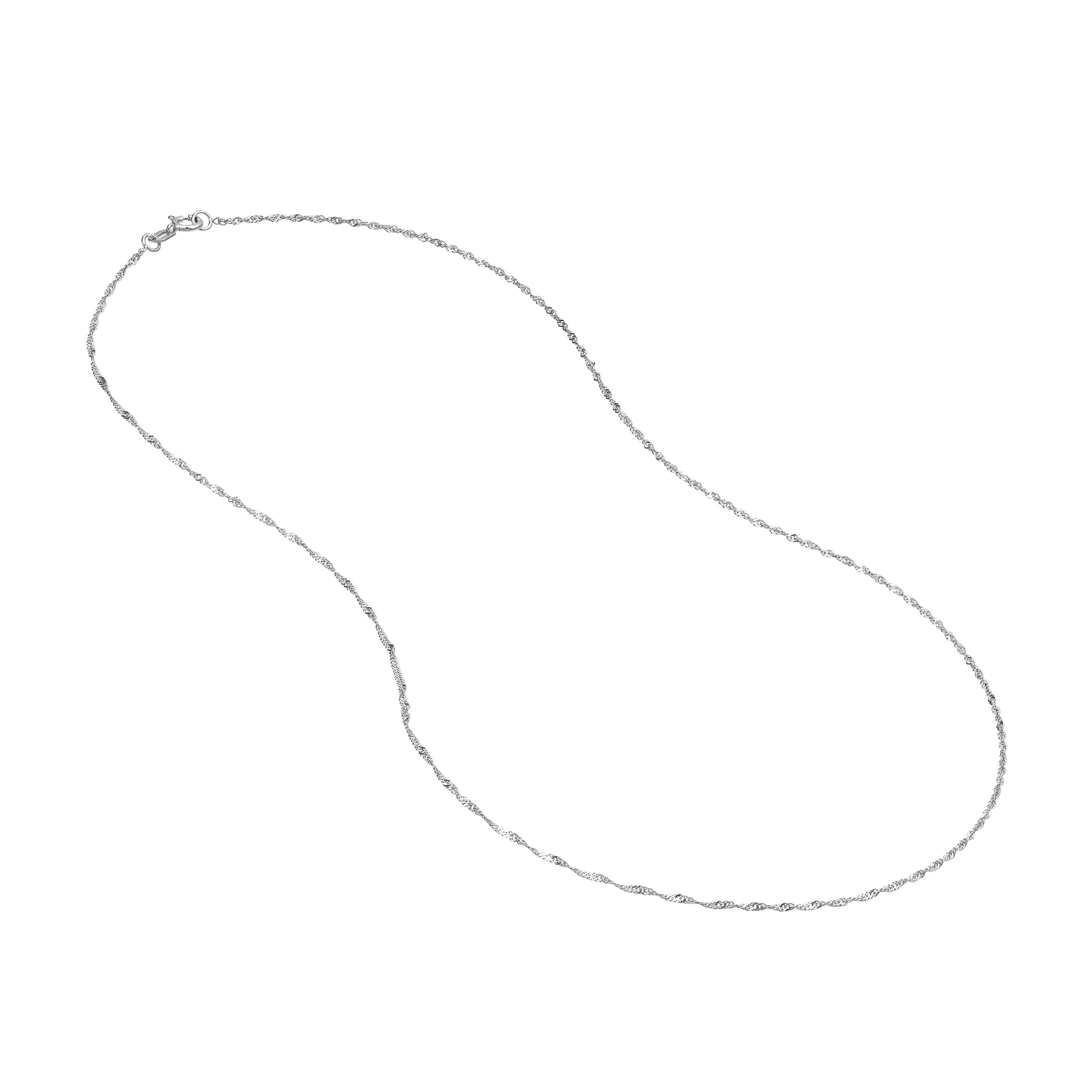 10K White Gold 20" 1.15mm Singapore Chain Necklace w/ Spring Ring - Women
