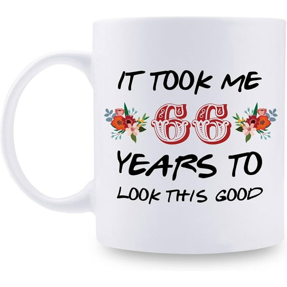 66th Birthday Gifts for Women - It Took Me 66 Years To Look This Good Mug - 66 Year Old Present Ideas for Grandma, Mom, Daughter, Sister, Wife, Friend, Cousin, Aunt - 11 oz Coffee Mug