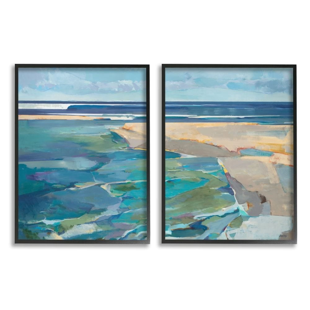 Stupell Industries Pastel Blue Seascape with Rocky Coast Painting Designed by Third and Wall