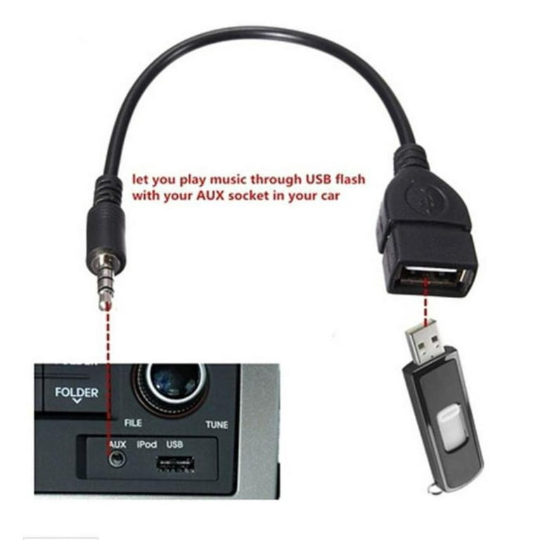 Car Aux Cable To Usb To 3.5mm Car Audio Otg Car 3.5mm Adapter Cable - Walmart.com