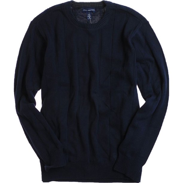 John Ashford Rvrse Jersy Rib Crew Knit Sweater para hombre, azul, mediano