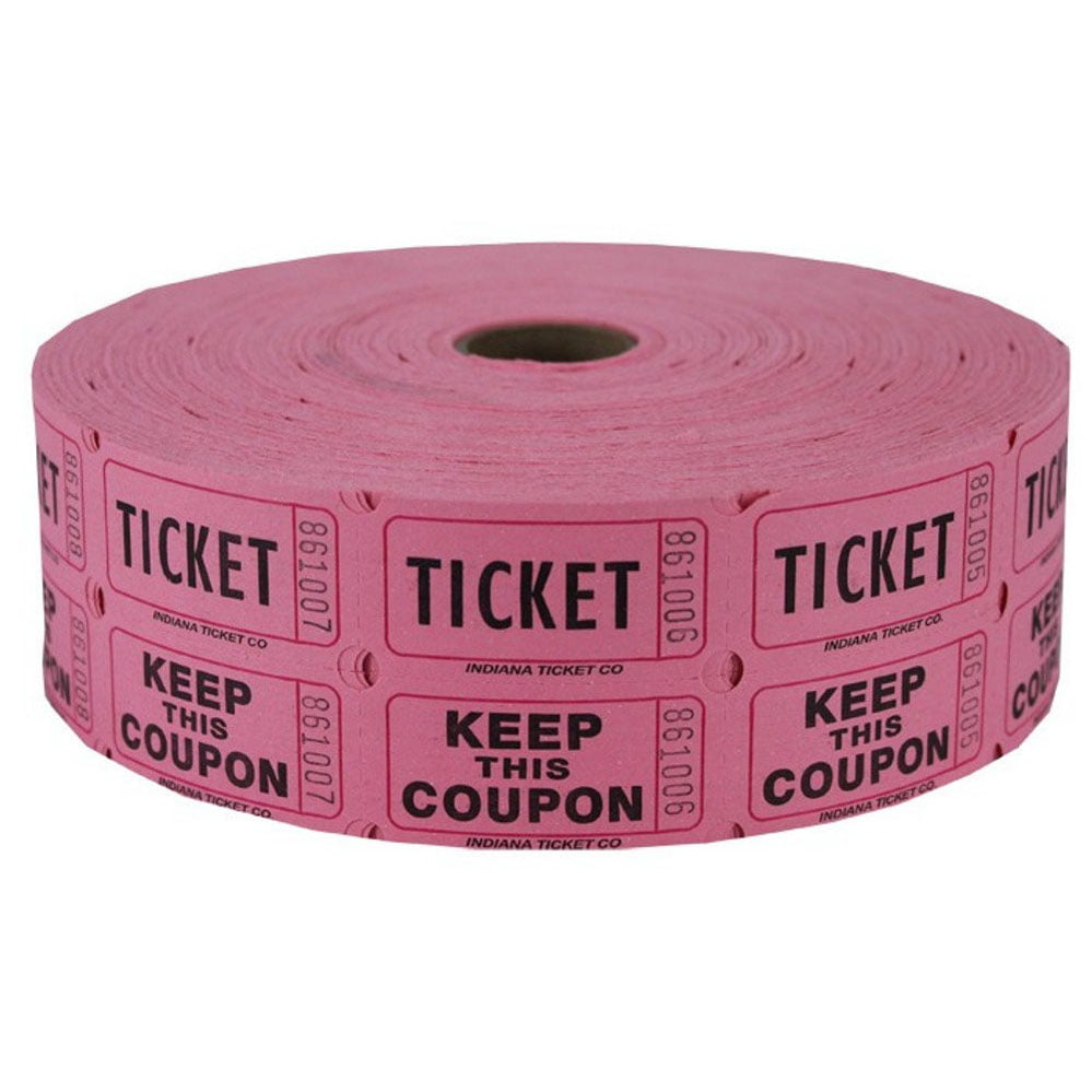 2000 Pink BEER Single Roll Consectively Numbered Raffle Tickets