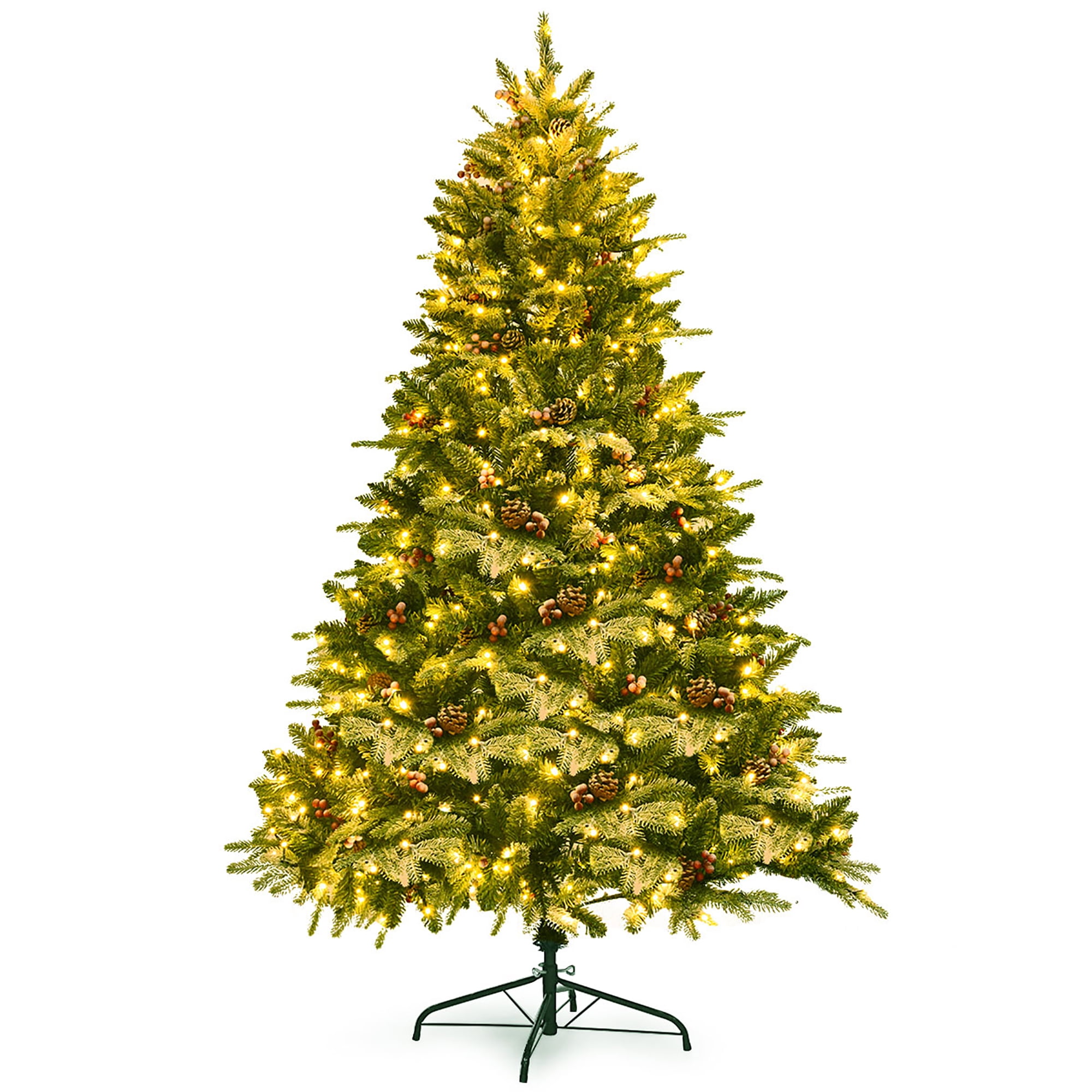 Artificial Christmas Tree 4.5ft Pre-Lit Spruce Hinged w/ Lights Indoor Green 