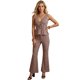 thumbnail image 1 of Conjunto para Mujer 2 Piezas Blusa Peplum con Escote y Pantalón Acampanado Set Casual Estampado Cuadros, 1 of 5