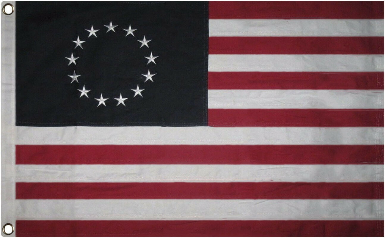 Betsy Ross 100% Cotton 2X3 Flag Embroidered Parotic Sewn Stars & Stripes USA
