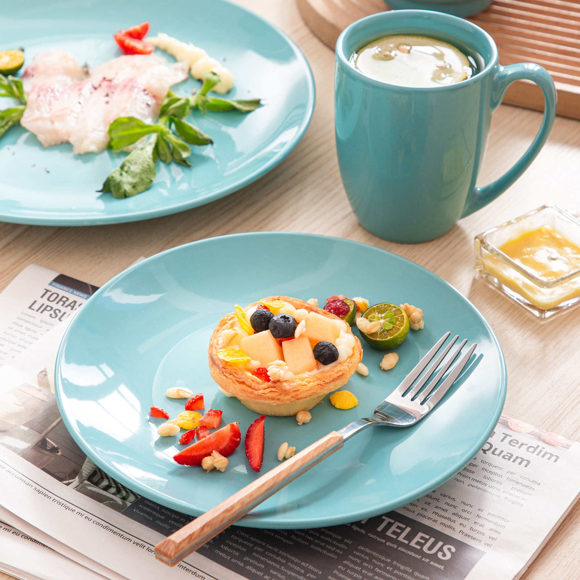 Light blue dinnerware set hot sale