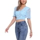thumbnail image 4 of INSPIRAR CHIC Blusas Cortas de Manga Corta con Cuello en V de Verano con Estampado Floral S Azul, 4 of 6