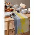 thumbnail image 6 of Yellow Blue Table Runner Cotton Linen 120 Inch Holiday Dresser Scarves, Modern Abstract Oil Painting Art Tablerunner for Kitchen Coffee Dining Bedroom Home Living Room Dinner Scarf Décor 13''x120'', 6 of 9