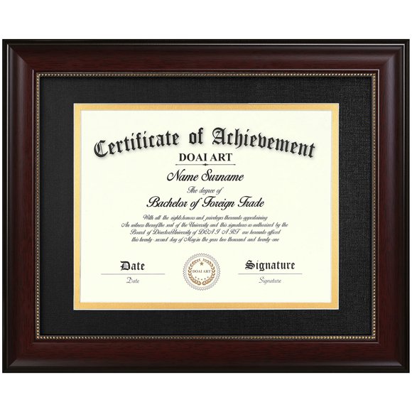 Marco para diplomas DOAI ART Classic, caoba, 21,6 x 27,9 cm, con tapete