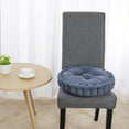 thumbnail image 3 of Coussin d'Assise Épaissi Rond en Velours Côtelé pour Chaise, Tapis, Bleu Marine, 3 of 6
