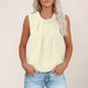 thumbnail image 2 of Tops Casuales sin Mangas para las Mujeres Color Sólido Cuello Redondo Plisado Blusa sin Espalda, Tops de Color Sólido para las Mujeres Respirable Primavera Verano Diario, 2 of 8