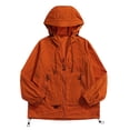 thumbnail image 2 of Unisex Hiking Jackets Windbreaker, Camping Trekking Fishing Rain Jackets Sun Protection Coats Lightweight Cardigans for Women Men, Rain Jacket Hooded Windbreaker with Pocket for Outdoor Orange XL, 2 of 5