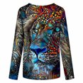thumbnail image 5 of Puntoco Blusa informal de manga larga con cuello redondo y estampado de animales novedosos para mujer Puntoco Puntoco-1374, 5 of 5