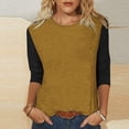thumbnail image 2 of BLVB Womens 3/4 Sleeve Tunic Tops Trendy Color Block Crewneck Spring T-Shirts Casual Loose Comfy Going out Tee Shirts, 2 of 5