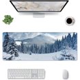 thumbnail image 2 of Winter White Snow Forest Christmas Landscape Mouse Pad XL Extended Desk Mat, Non Slip Rubber Base Stitched Edge Gaming Pc Desktop Large Mice Pad,31.5 x 11.8 Inch, 2 of 6