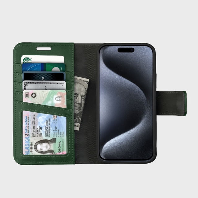 Caseco iPhone 15 Pro Max Wallet Case With Mag-Safe - 5th Ave - Green