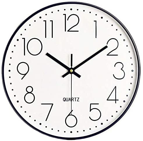 modern Tebery 30cm wall clock without ticking large dial silver quiet