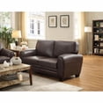 thumbnail image 2 of Leather Upholstered Love Seat With Tapered Feet, Dark Brown, 2 of 2