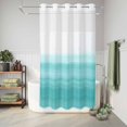 thumbnail image 6 of No Hook Shower Curtain with Built-in Rings - Aqua White Washable Waterproof Fabric Bathroom Curtains for Hotel,Rentals, Stall 36 X 78 Inch , Abstract Brush Stroke, 6 of 9