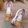 thumbnail image 3 of Rokment Women's Vintage Platform Chunky Low Top Fashion Sneakers Fall Winter Retro Casual Color Block Patchwork Height Increasing Skateboard Tennis Walking Shoes Comfortable Purple Size 9, 3 of 6