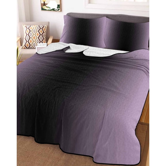 Purple Black Ombre Queen Size Down Alternative Comforter, Lightweight Comforter Quilt Bedding Set with Pillow Shams Modern Gradient Abstract Art All Seasons Bed Comforter Duvet Insert 90"x96"