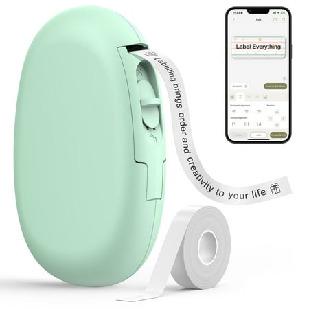 SUPVAN E10 Bluetooth Label Maker Machine with Tape, Versatile App with 35 Fonts and 1k+ Icons, Green