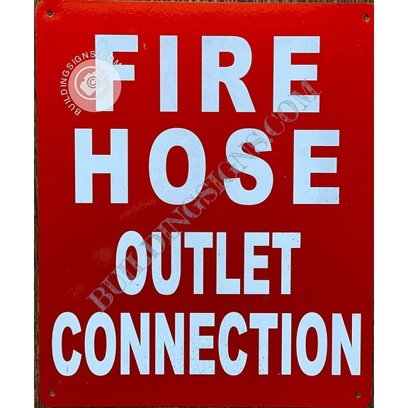 FIRE Hose Outlet Connection Sign (RED Reflective, Aluminium 10X12,Rust Free) (ref-2201)