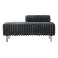 thumbnail image 2 of GZXS 49.6" Upholstered Bench with Adjustable Back, Small 2-Seater Loveseat Window Seat with Metal Legs for Bedroom, Living Room, Entryway (Charcoal), 2 of 7