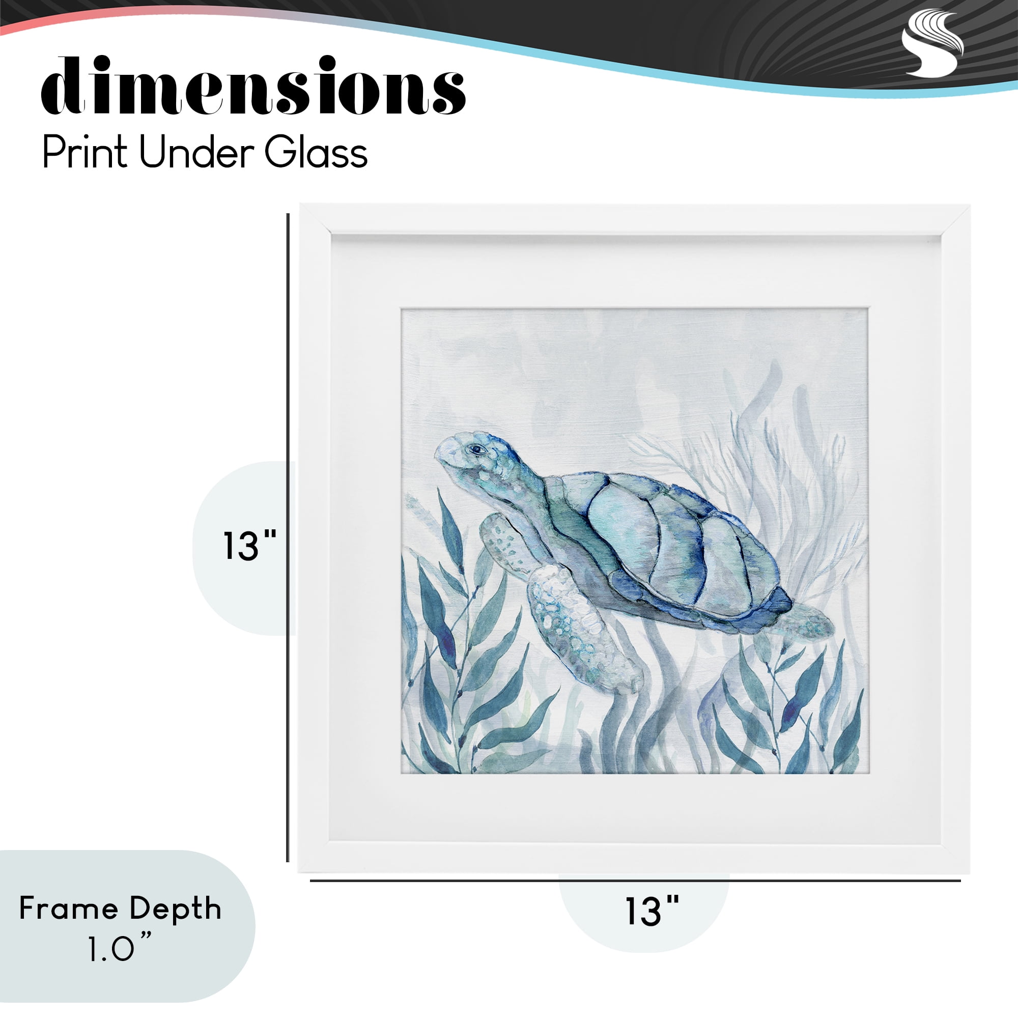 Stupell Industries Sea Turtle with Subtle Smile White Framed Print Under Glass, design by Janet Tava