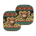 thumbnail image 3 of KUIFORTI Boho Windshield Sun Shade, 2 Piece Highland Cow Car Window Shades Sun Face Shield Sunflower Print Car Sun Visor Heat Resistant Vehicle Sun Shade Shield UV Protection, 3 of 5