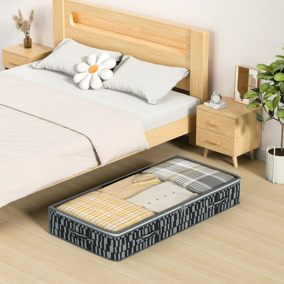 TopLLC Closet Organizers and Storage, Kitchen Organization Non Woven Bed Bottom Large Storage Bag With Transparent Top For Easy Of Quilts Clothing Daily Necessities Storag Bag storage casket