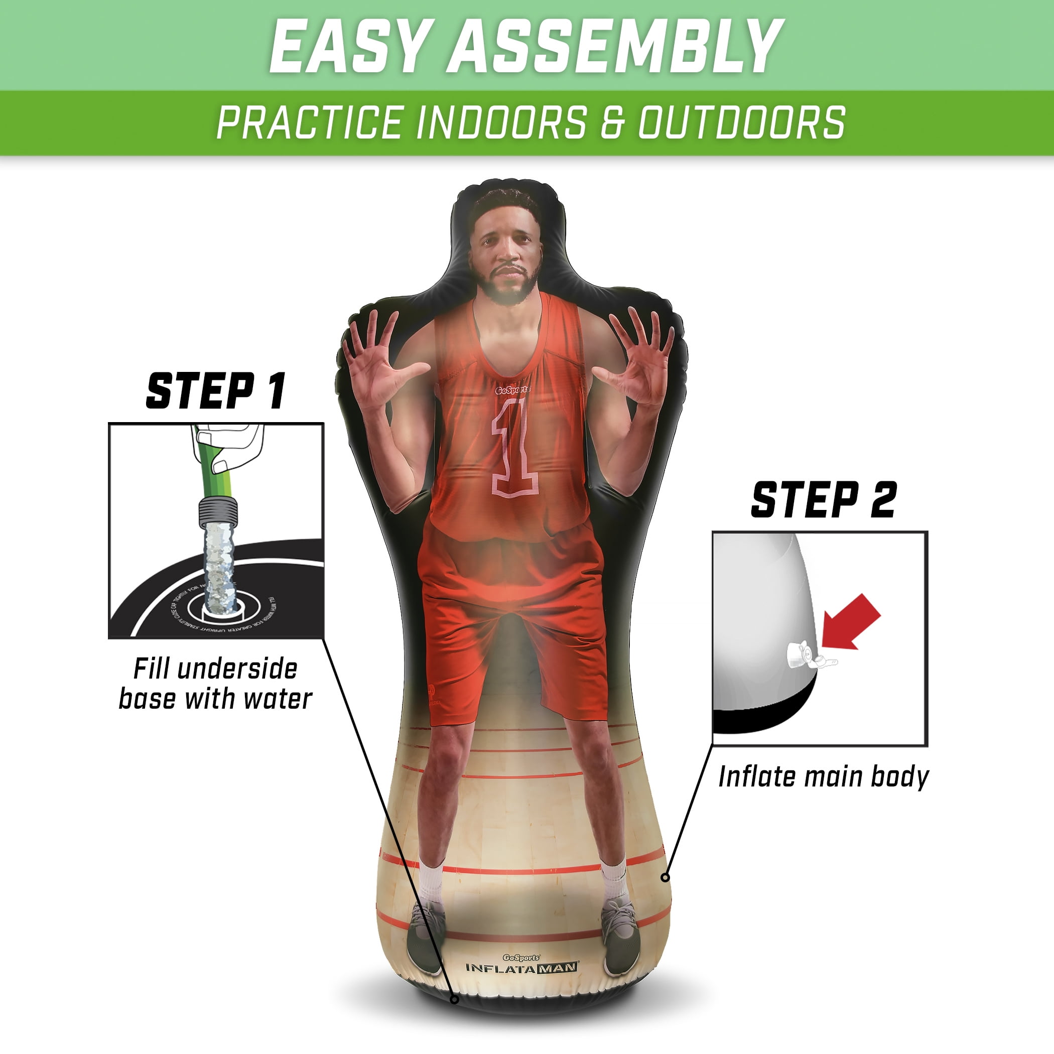 Dribbling and Driving Drills Weighted Defensive Dummy for Shooting GoSports Inflataman Basketball Defender Training Aid