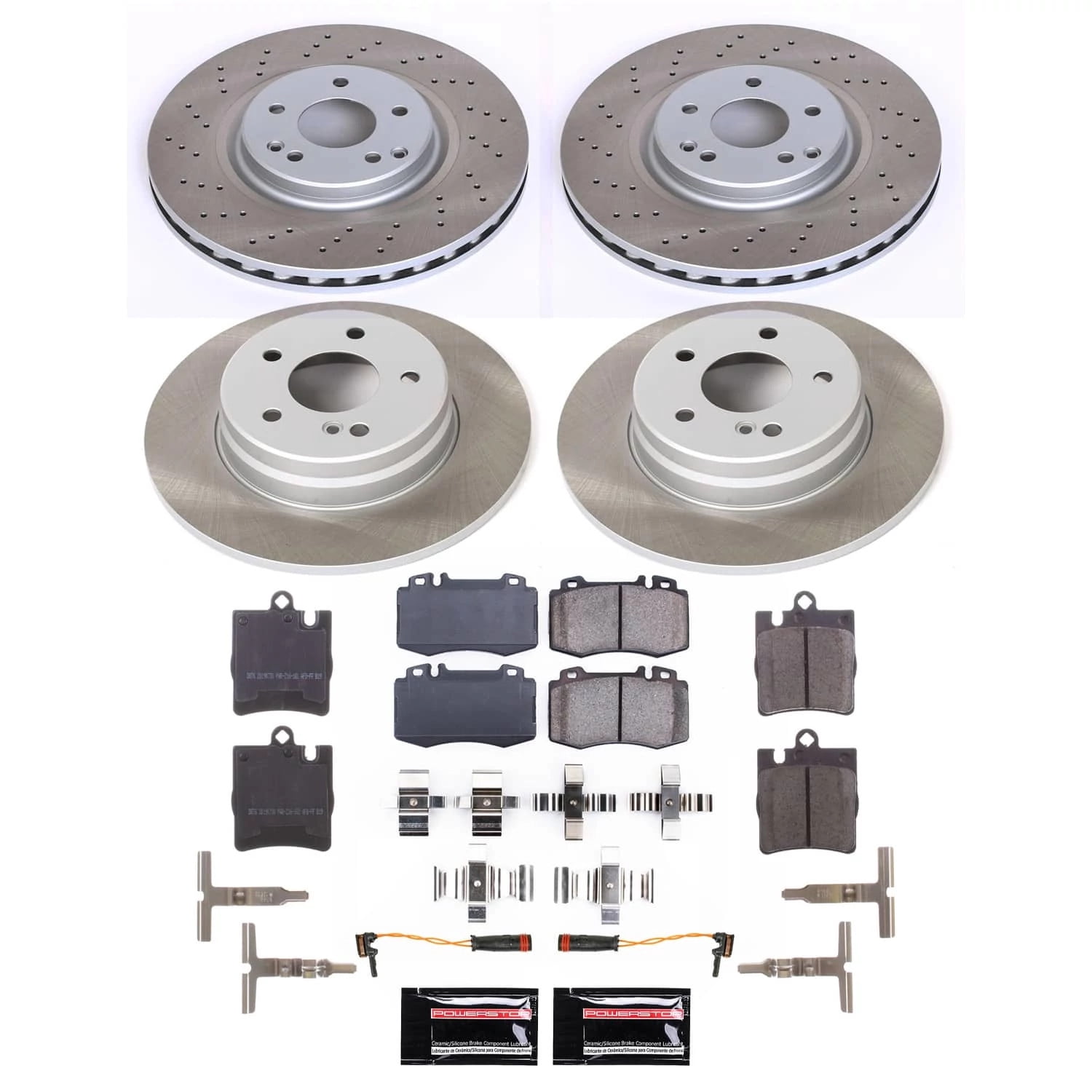 PowerStop Front and Rear Semi-Coated Rotor and Low-Dust Ceramic Brake Pad Kit SC2791