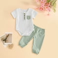 thumbnail image 2 of JUMEYU Baby Boy Outfits Summer Baby Bodysuit and Pant Set Summer Ribbed Mix Match Infant Boy Girl Clothes Outfits 0 3 6 9 12 18 24 Months (Green,0-3 Months), 2 of 5