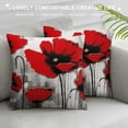 thumbnail image 3 of Nawypu  Poppy Flower Throw Pillow Cover Red Poppies Soft Pillowcases Pillow Cushion Covers for Home Sofa Couch Garden Bench Living Room Car Decoration, Grunge Poppies Field, 3 of 5