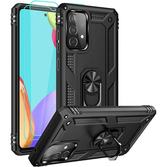 MYKOMI pour Samsung A52 Étui, Étui Galaxy A52 avec Protecteur d'Écran HD, Support Anneau de Qualité Militaire, Support de Voiture, Chute de 15 Pieds Testée, Étui Antichoc pour Samsung Galaxy A52