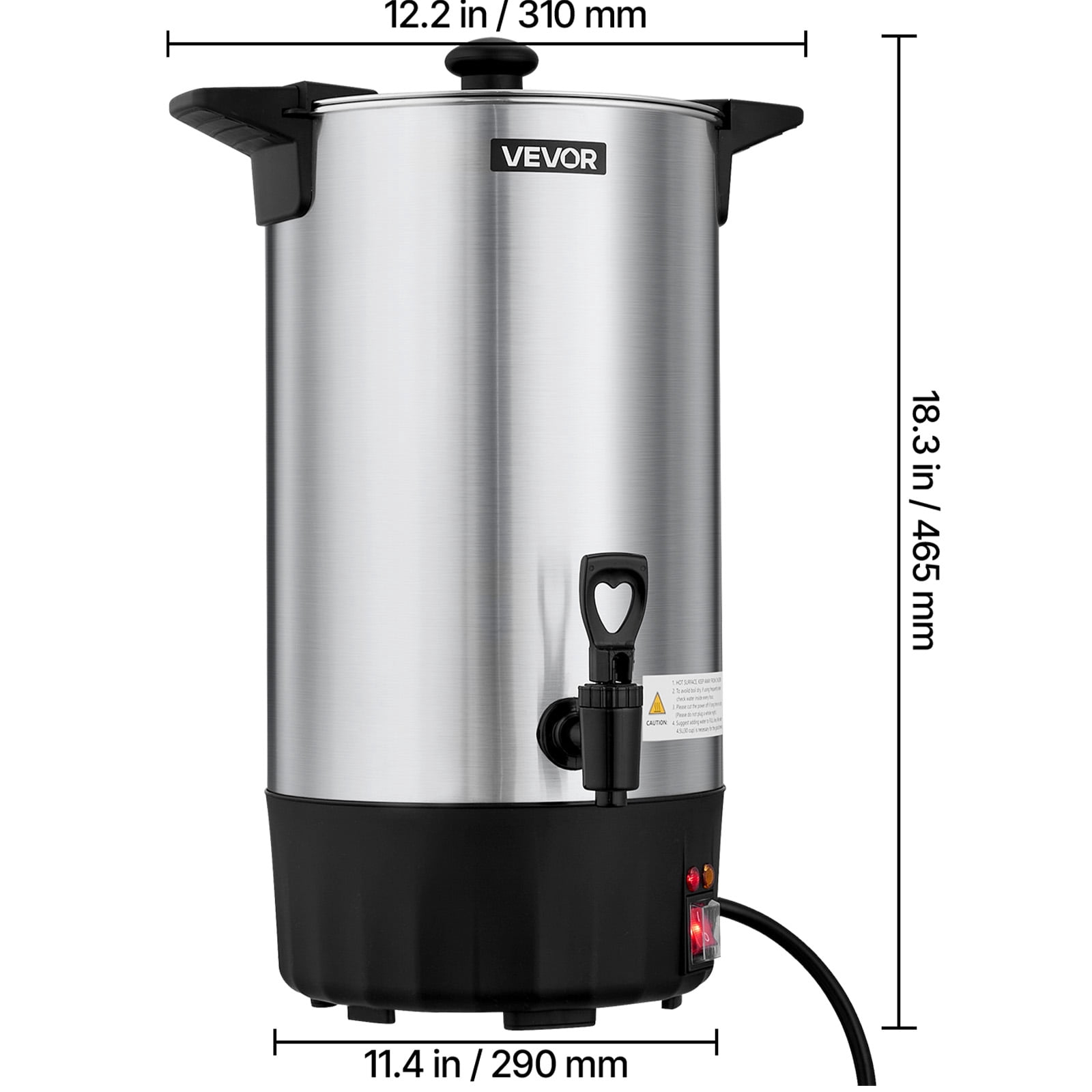 VEVOR Commercial Coffee Urn, 60 Cup 9 L Hot Beverage Dispenser with Dripless Faucet, Quick-Brewing Stainless Steel Large Commercial Coffee Maker, for Catering, Business, Party, Church & Restaurant