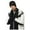 Black, variant on BRICH Men's Winter Warm Beanie Hats Long Scarf Neck Touchscreen Gloves Set Ribbed Knit Skull Caps Scarves Gloves Navy One Size