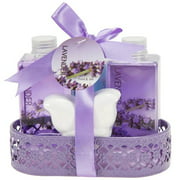 Ultimate Home Spa Gift Basket - Luxury Mediterranean Lavender-Scented Body and Skincare Pack - Luxurious Bath & Body Set For Women - Contains Body Lotion, Bubble Bath, Shower Gel, and Bath Fizzer