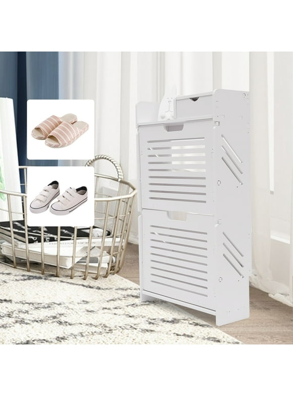 ANQIDI Portable Shoe Cabinet White PVC Shoe Rack Storage Organizer for Heels, Sneakers