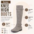 thumbnail image 3 of LOVE STEETLY Women's Knee High Chunky Heel Boots, Side Zipper Round Toe Faux Leather Casual Buckle Comfort Versatile Boot., 3 of 7