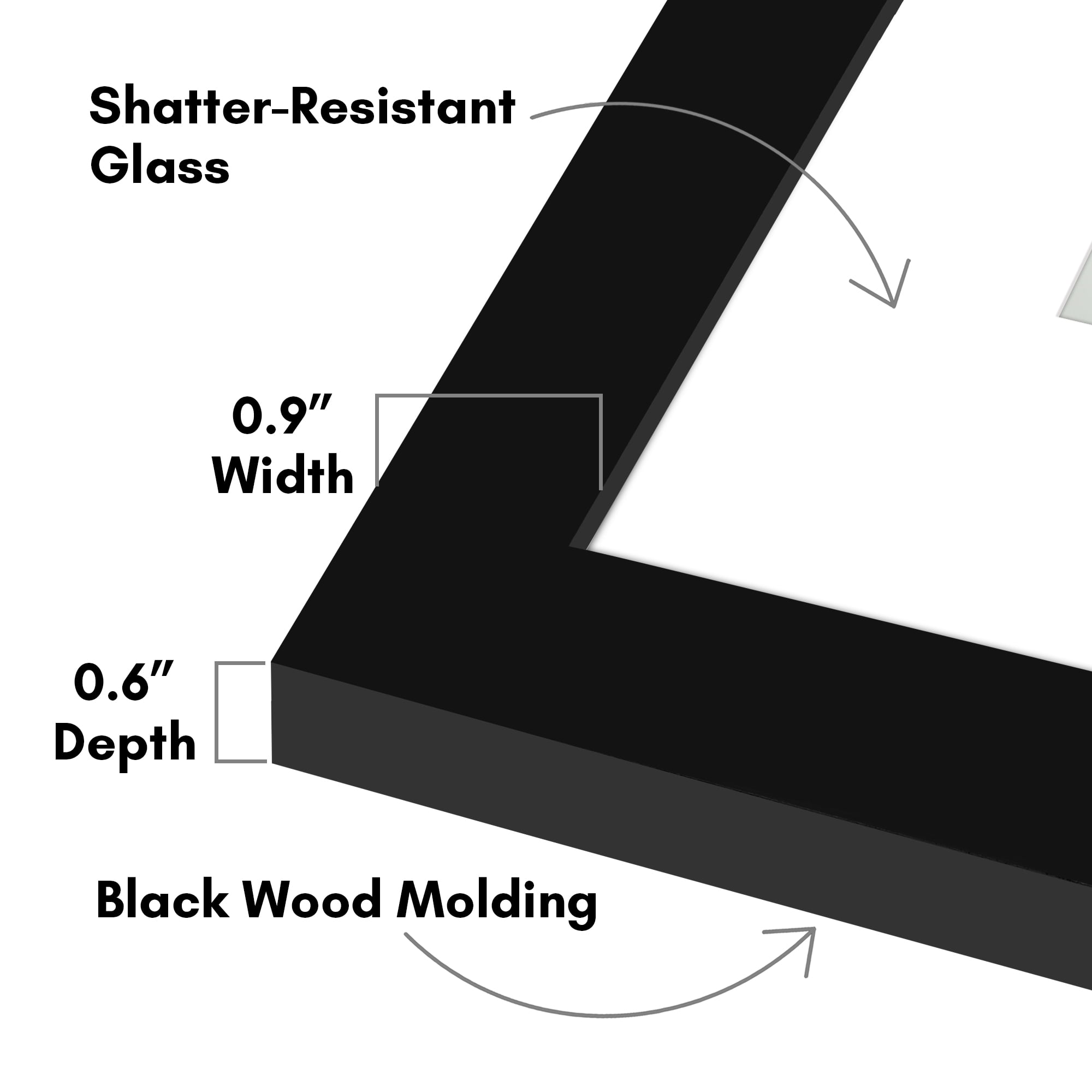 Americanflat 8x8 Picture Frame with Shatter-Resistant Glass with 4x4 Mat 2 Pack Display Photo Square - Black