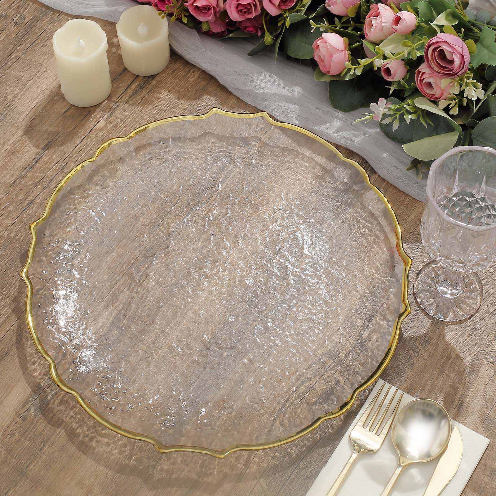 Pack of Clear Glass Metallic Gold Charger Plates Togo Ubuy