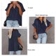 thumbnail image 3 of Top de manga corta con cuello en V para mujer, blusa elegante holgada informal de color liso para oficina, trabajo y citas, 3 of 5