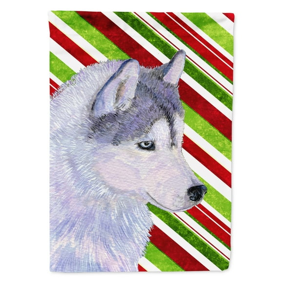 Siberian Husky Candy Cane Holiday Christmas Flag Canvas House Size