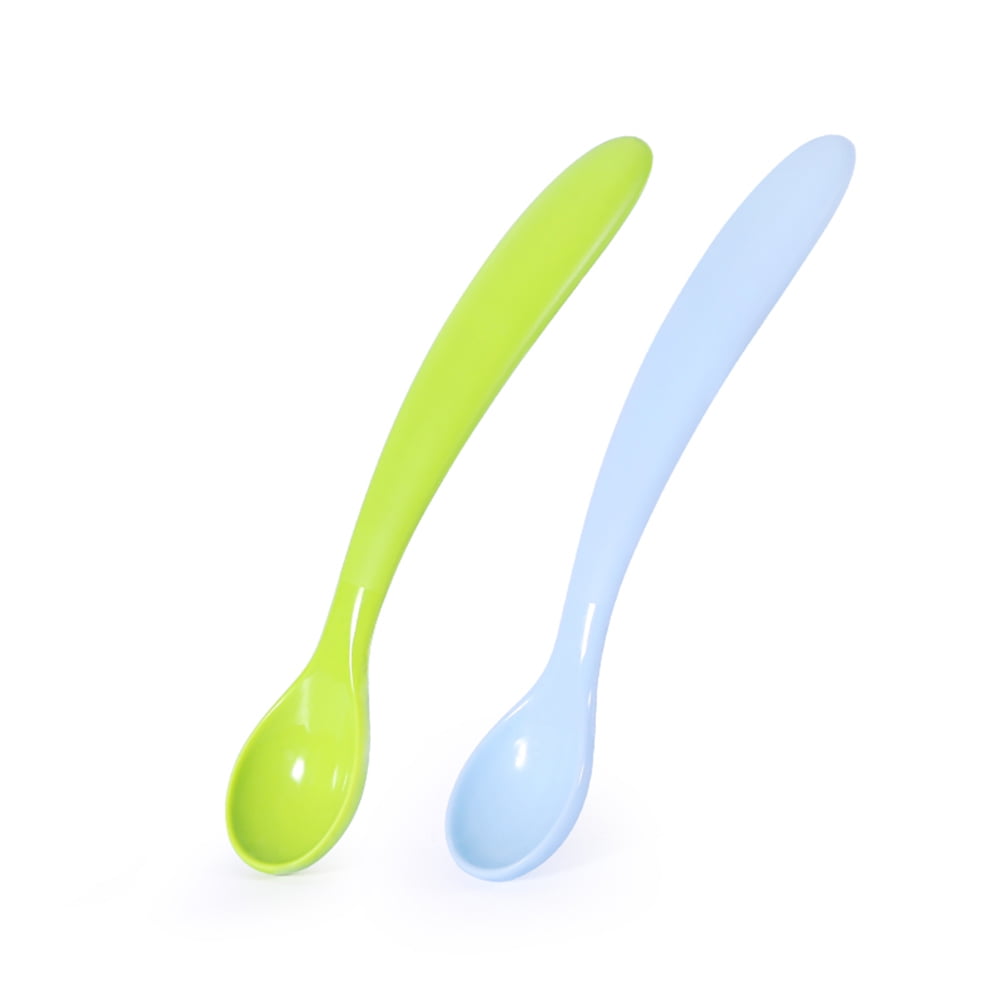 Great Infant Gift Idea Plastic and Lead Free First Stage Weaning Spoons with Soft Silicone Tips for Babies or Toddler Set of 5 Gum-Friendly BPA Phthalate Bamboo Baby Feeding Spoons Set 