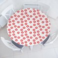 thumbnail image 3 of Ambesonne Feminine Fitted Round Tablecloth, Red Lipsticks Kiss Marks, 56"- 60" Diameter, White Red, 3 of 5